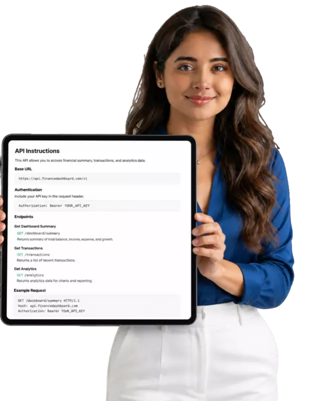 Buildfollows API technical overview with developer holding tablet